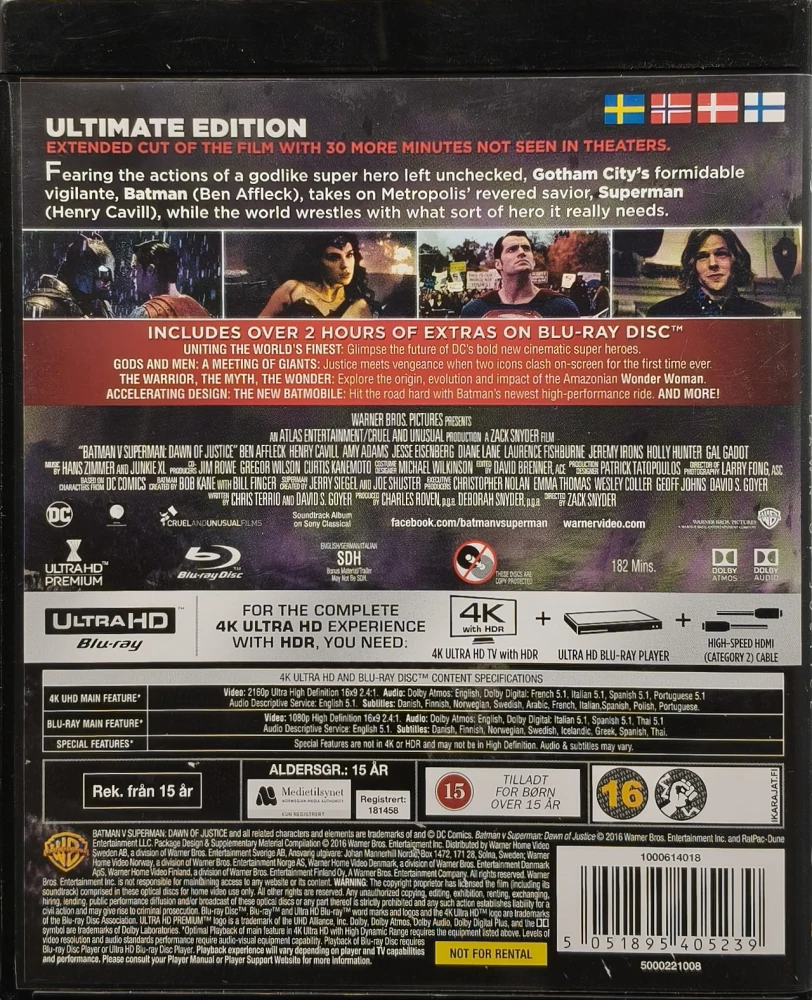 4K ULTRA HD + BLU-RAY) Batman v Superman (2016)