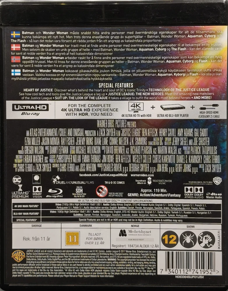4K ULTRA HD + BLU-RAY) Justice League (2017)