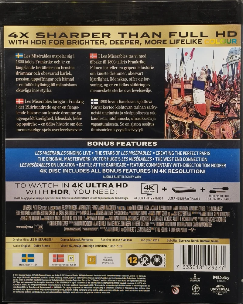 4K Ultra HD) Les Miserables (2012) Hugh Jackman, Russell Crowe