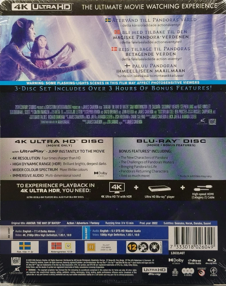 UUSI (4K ULTRA HD + BLU-RAY) Avatar: The Way of Water - Limited Steelbook (2022)