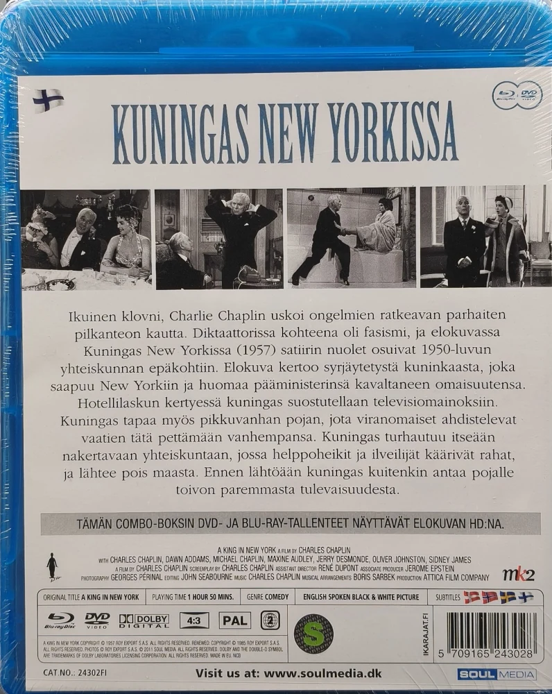 UUSI (BLU-RAY+DVD) Charlie Chaplin: Kuningas New Yorkissa