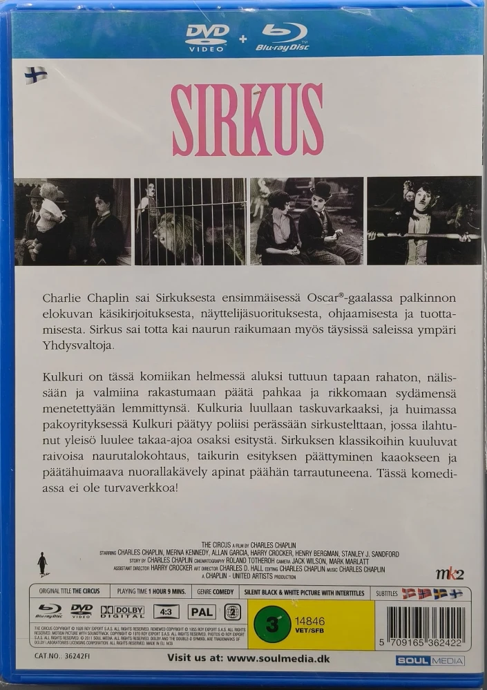 UUSI (BLU-RAY+DVD) Charlie Chaplin: SIRKUS