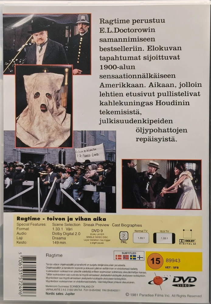 DVD) Milos Forman: Ragtime - Toivon ja Vihan Aika (1981) SUOMIKANNET