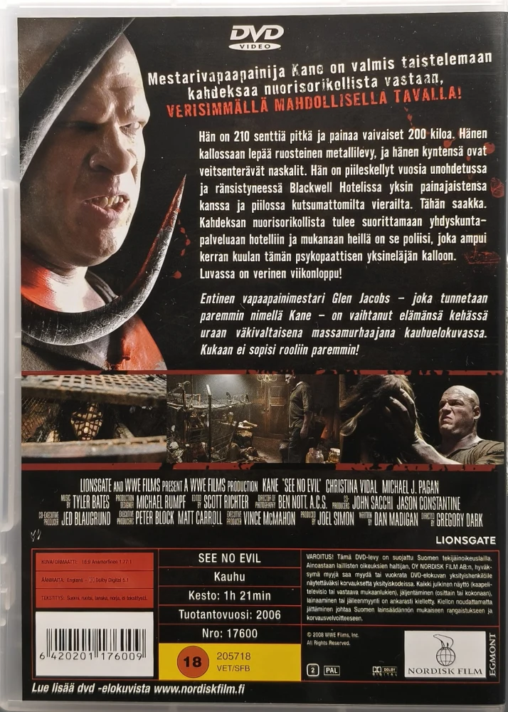 DVD) KANE: See No Evil (2006) SUOMIKANNET