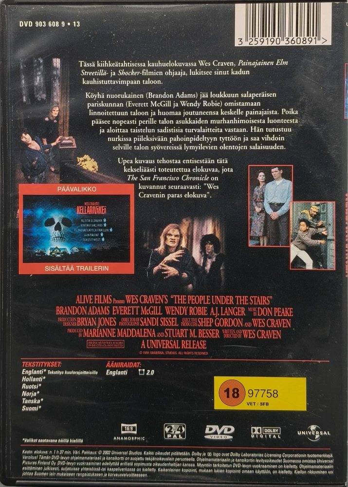 DVD) Wes Craven: Kellariväkeä - The People Under The Stairs (1991) SUOMIKANNET