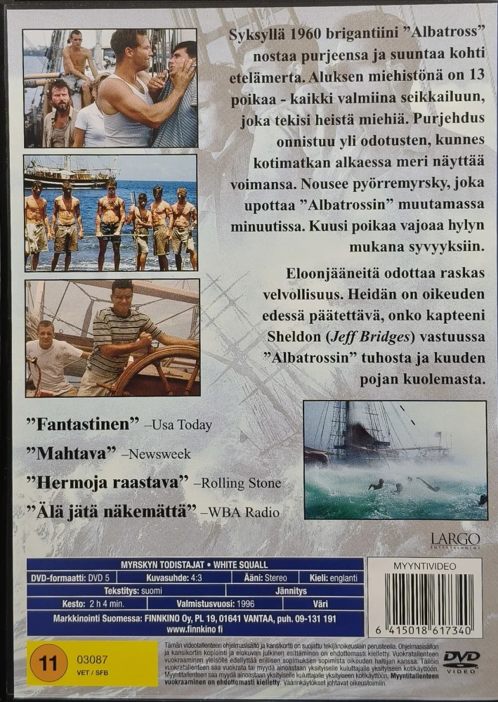 DVD) Jeff Bridges: Myrskyn Todistajat - White Squall (1996)