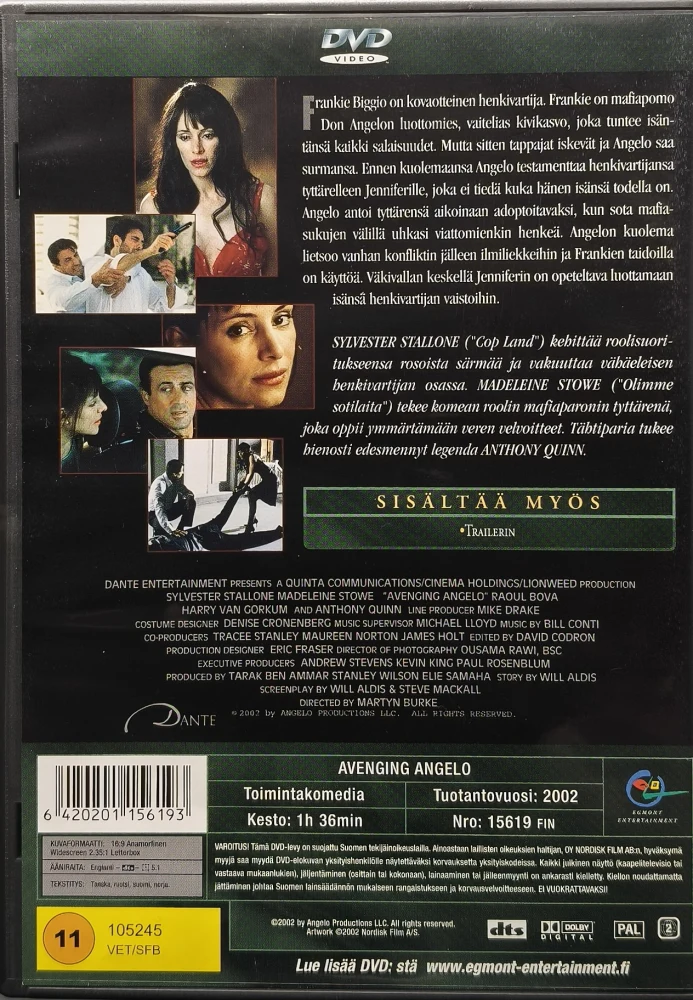 DVD) Sylvester Stallone,: Angelon kosto (2002) SUOMIKANNET - EGMONT