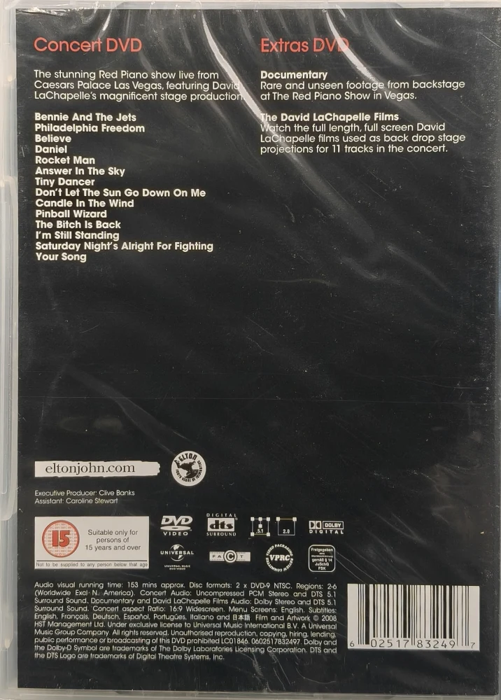 UUSI (2 DVD) Elton John – The Red Piano (2008)