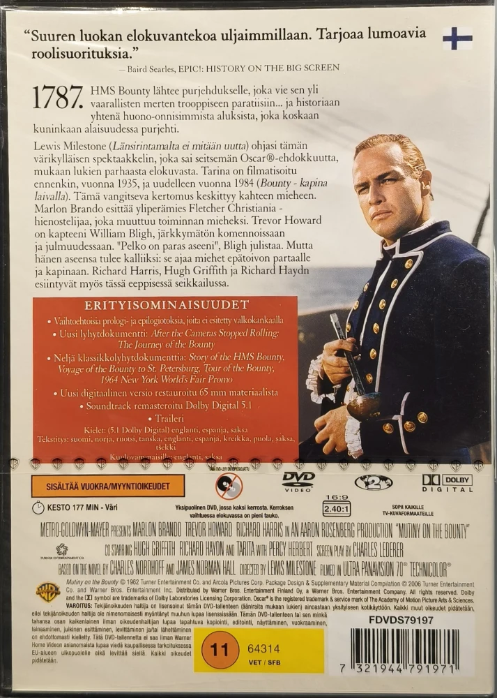 UUSI (2 DVD) Kapina laivalla - Mutiny on the Bounty - Erikoisjulkaisu (1962)