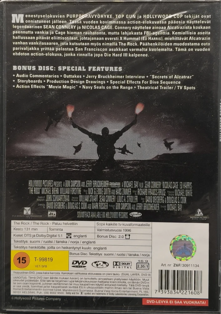 UUSI (2 DVD) The Rock - Paluu helvettiin (1996) SUOMIKANNET