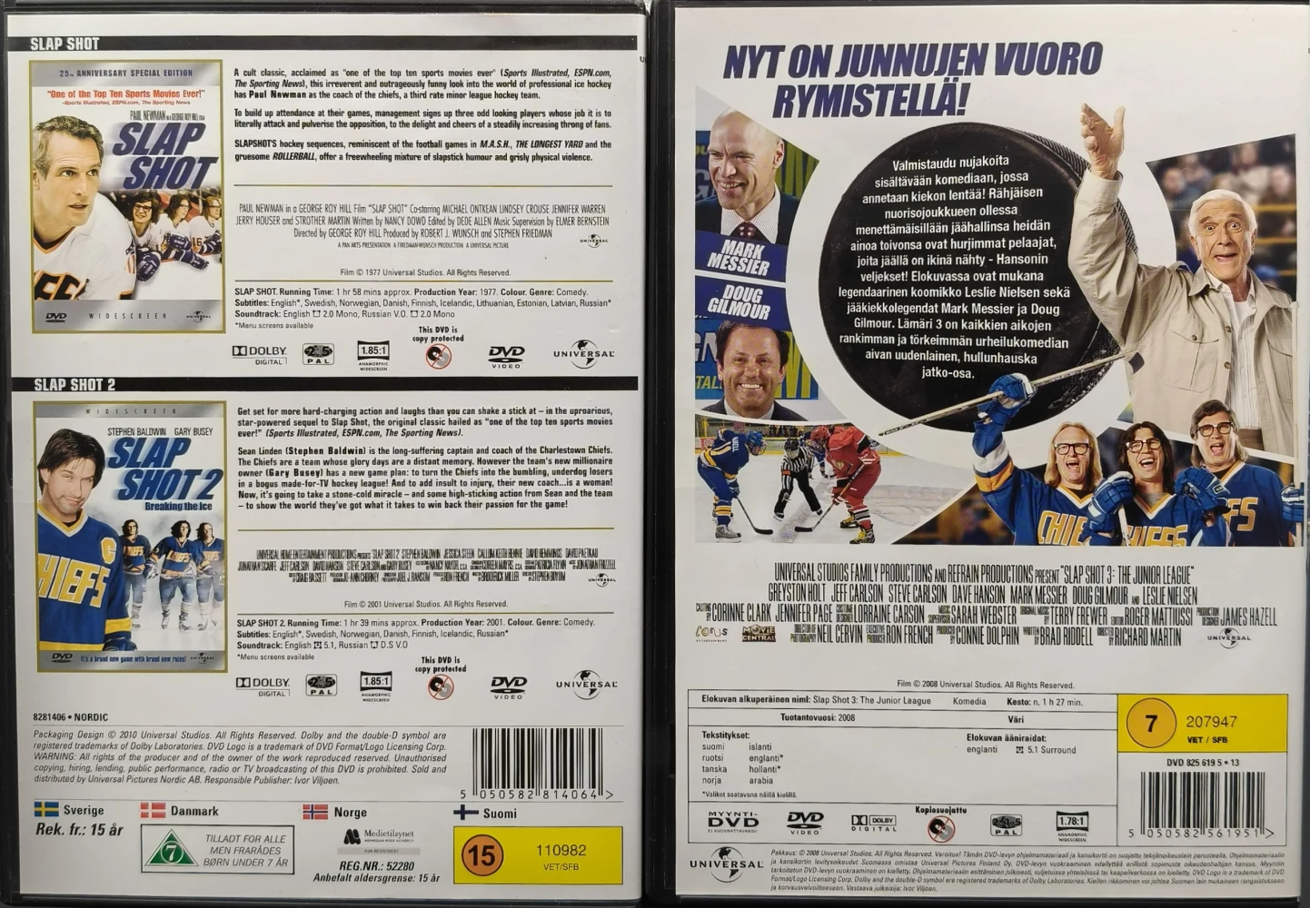 3 DVD) Lämäri - Slap Shot - 1-3 - Trilogia (SUOMITEKSTIT)