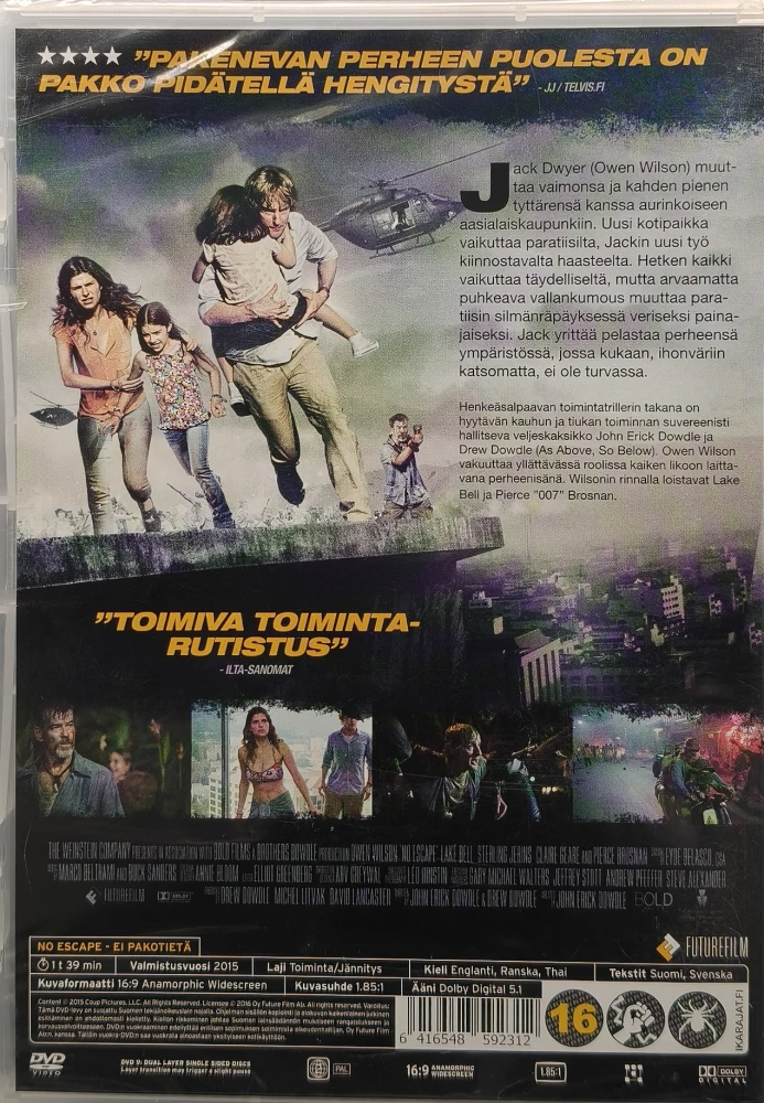 UUSI (DVD) Owen Wilson, Pierce Brosnan: No Escape - Ei Pakotietä (2015)
