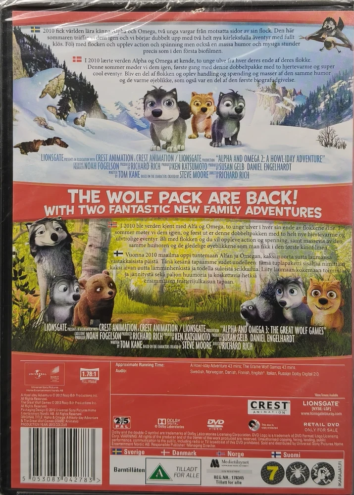 UUSI (DVD) Alpha and Omega: 2 Movie Collection  (2 & 3)