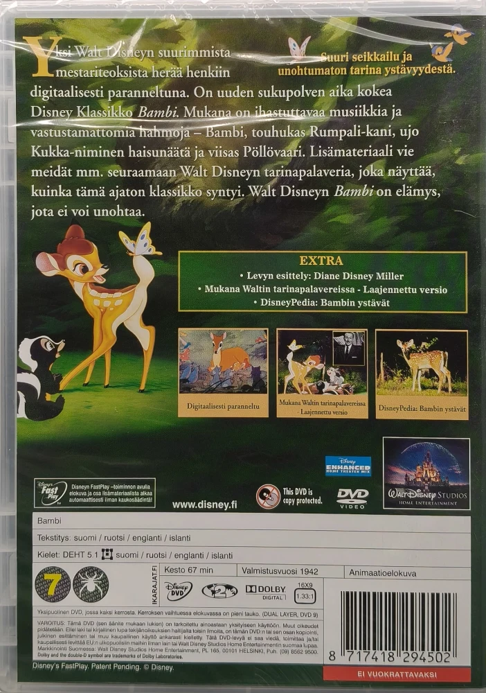 UUSI (DVD) Walt Disney Klassikko 5: Bamb (1942)