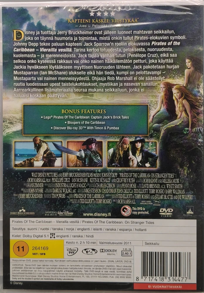 UUSI (DVD) Pirates of The Caribbean - Vierailla Vesillä (2011) SUOMIKANNET