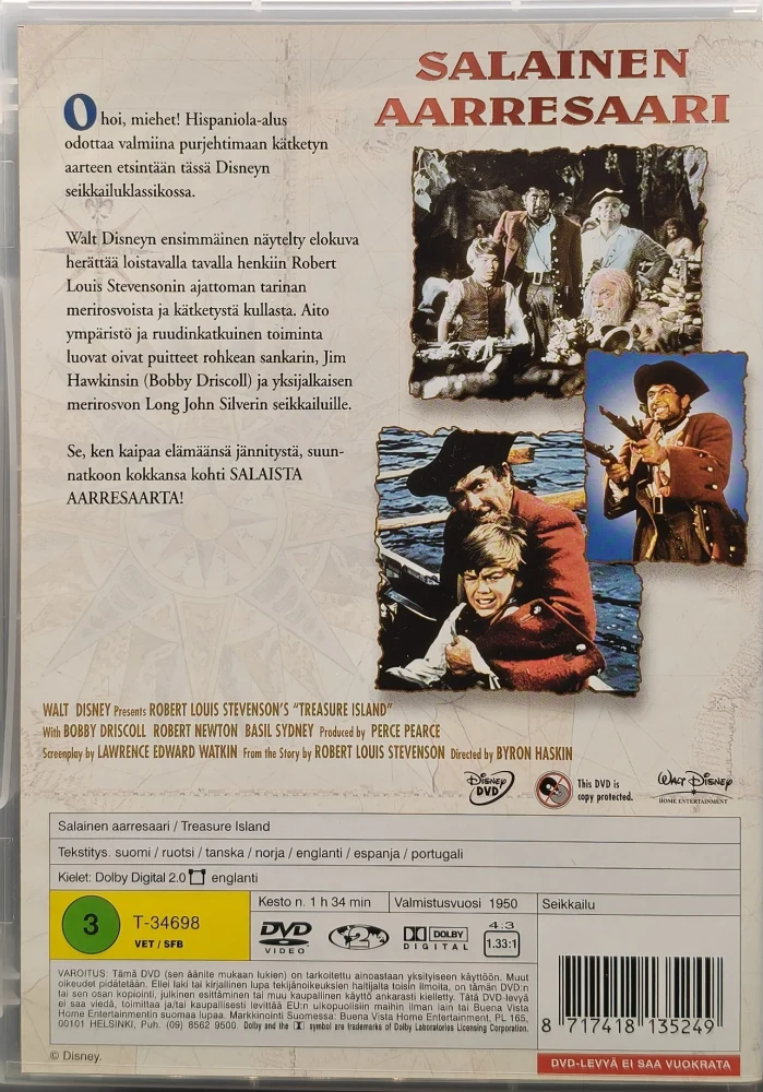 DVD) Salainen aarresaari - Treasure Island (1950) SUOMIKANNET
