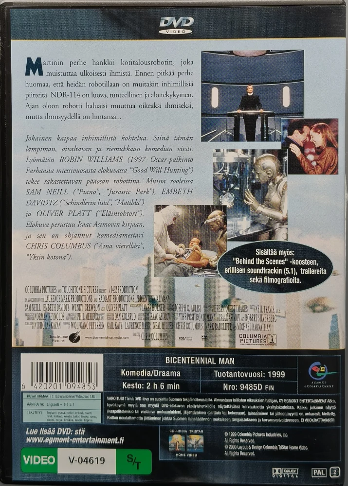 DVD) Robin Williams: Robotin elämää - Bicentennial Man (1999) EGMONT - SUOMIKANNET