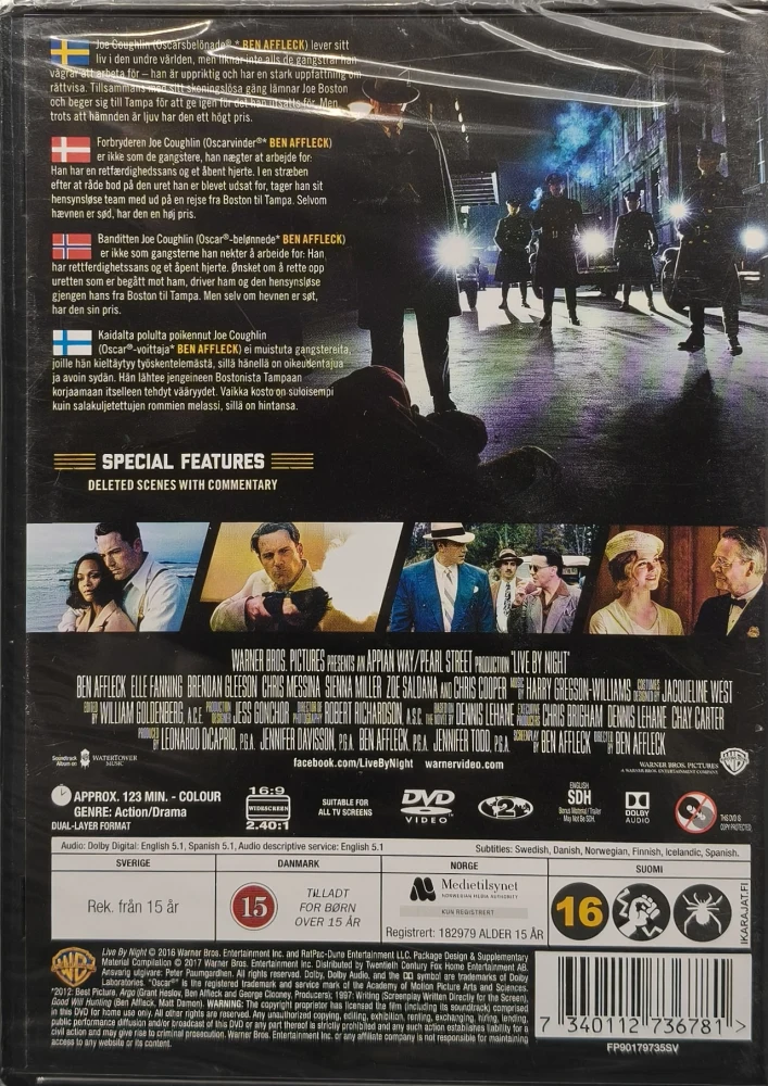 UUSI (DVD)  Ben Affleck: LIVE BY NIGHT (2016)