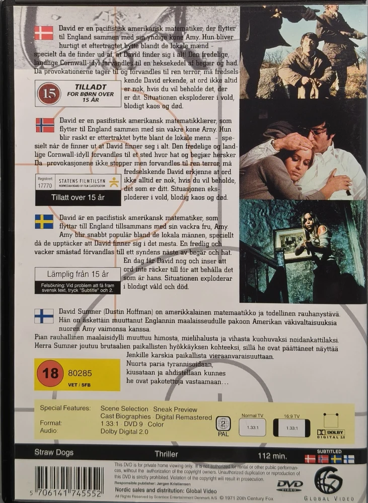 DVD) Straw Dogs - Olkikoirat (1971) SUOMITEKSTIT