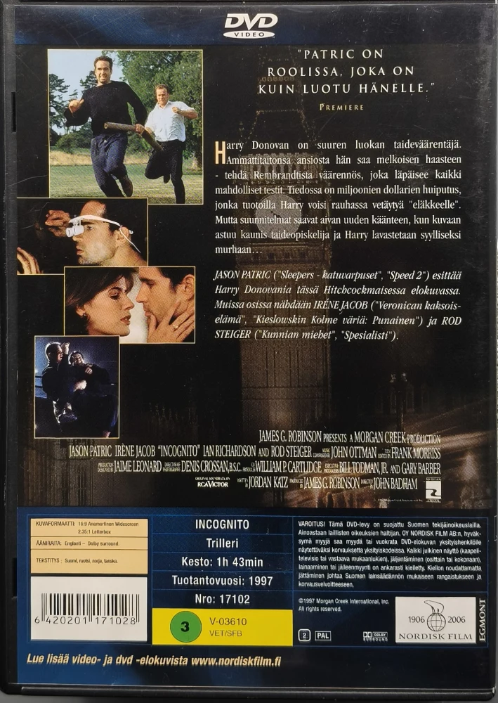 DVD) Vaarallinen Väärentäjä - Incognito (1997) SUOMIKANNET