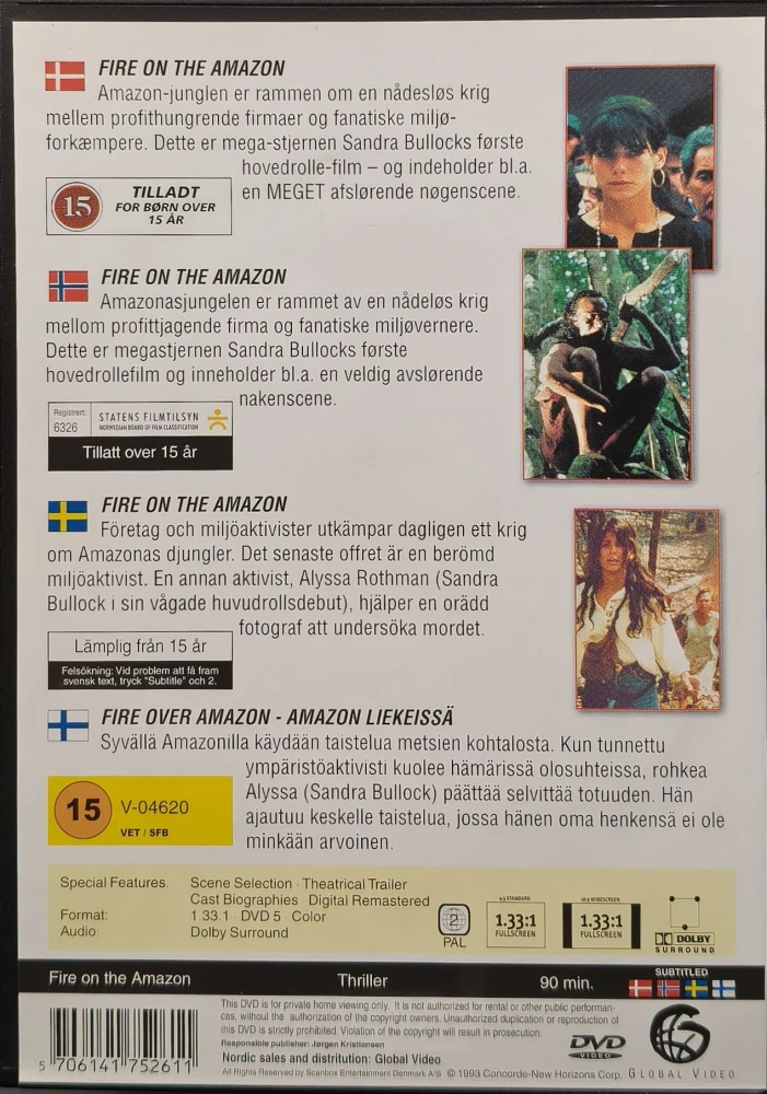 DVD) Sandra Bullock: Fire on the Amazon - Amazon liekeissä (1993) SUOMITEKSTIT