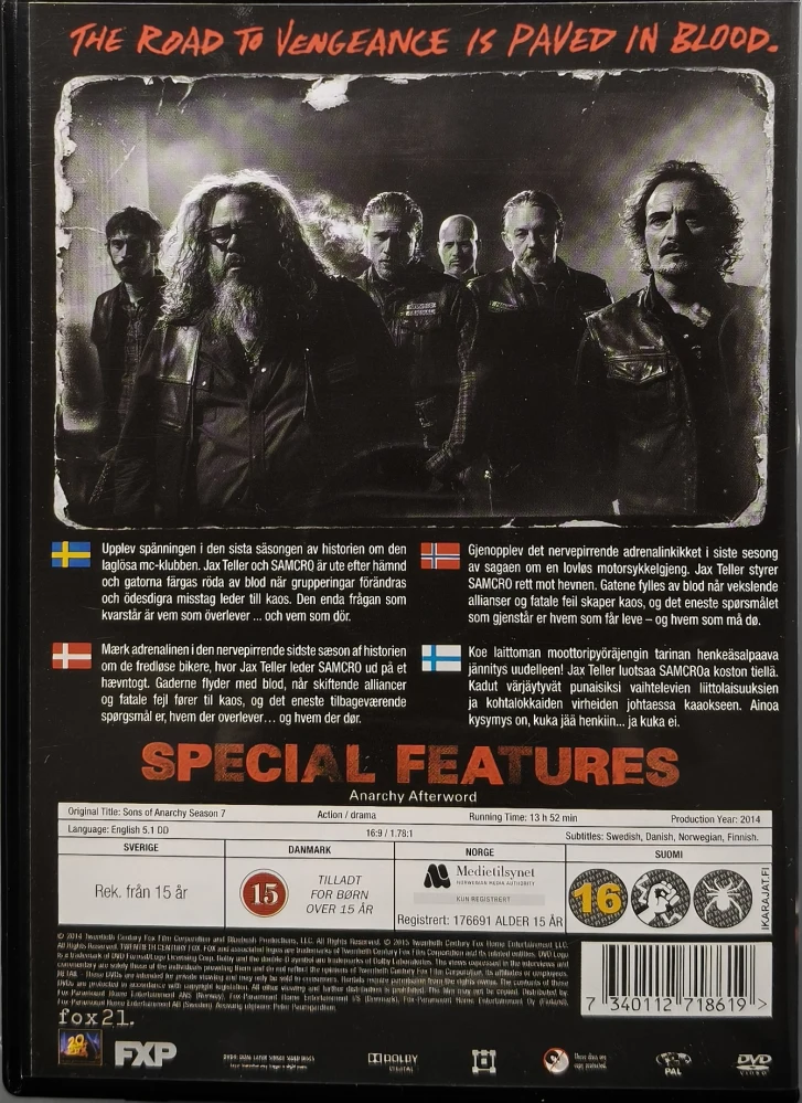 5 DVD) Sons Of Anarchy - kausi 7  - The Final season (2014)
