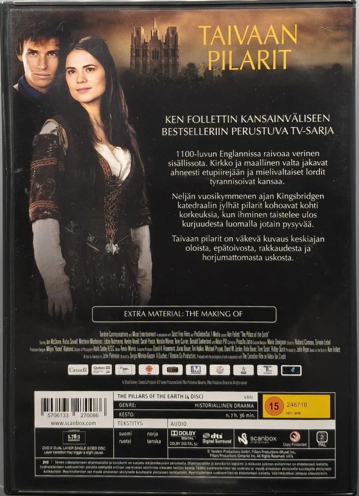 4 DVD) Ken Follett: Taivaan pilarit - The Pillars of the Earth (2009)