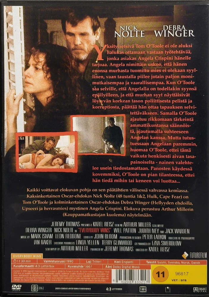 DVD) Nick Nolte: Kaikki Voittavat - Everybody Wins (1990)