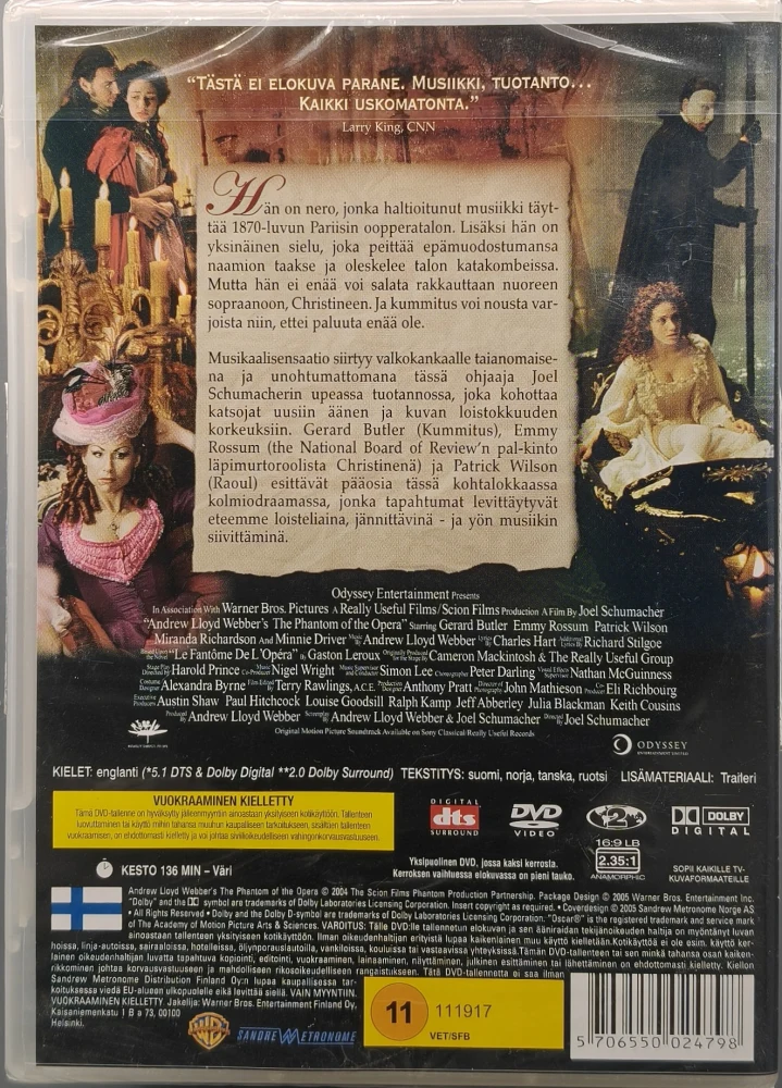UUSI (DVD) Oopperan kummitus - The Phantom of the Opera (2004)