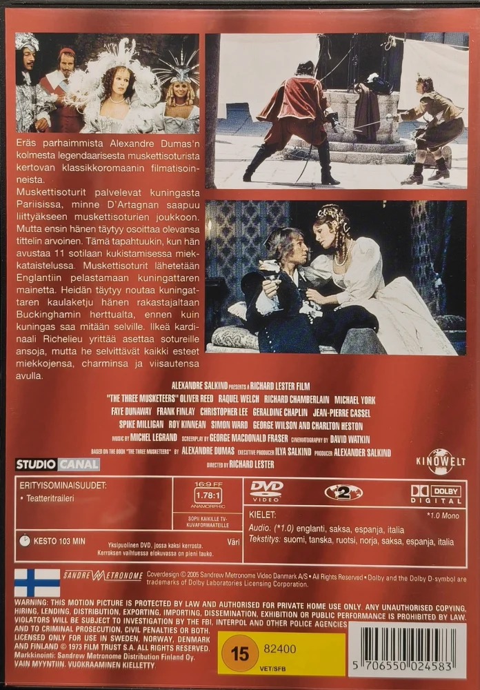 DVD) Muskettisoturien seikkailut - The Three Musketeers (1973) SUOMIKANNET