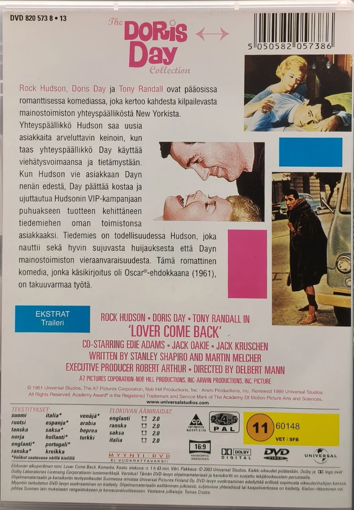 DVD) Rock Hudson, Doris Day: Rakkaani, tule takaisin - Lover Come Back (1961)