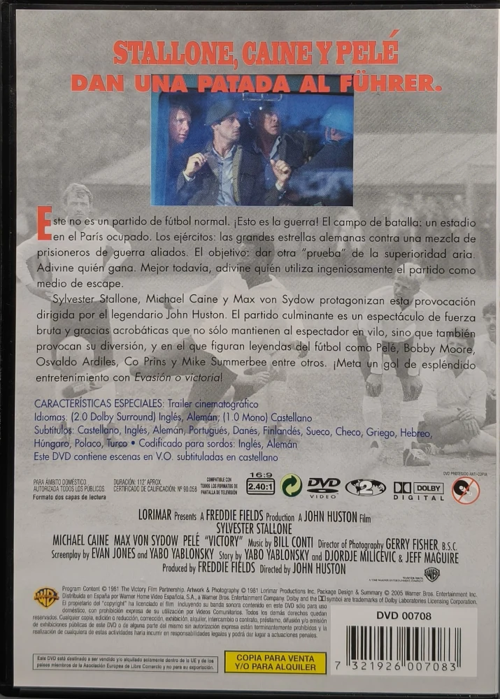 DVD) Sylvester Stallone, Michael Caine: Pako voittoon - Victory (1981) SUOMITEKSTIT