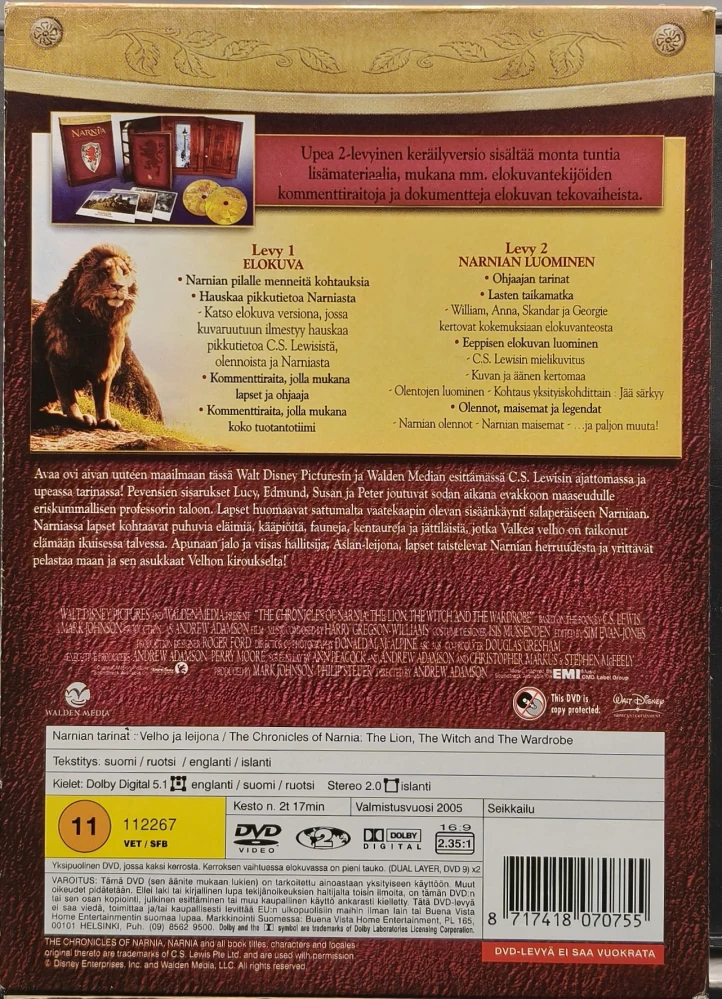 5 DVD) NARNIAN TARINAT -trilogia - 1-3 - SUOMIKANNET