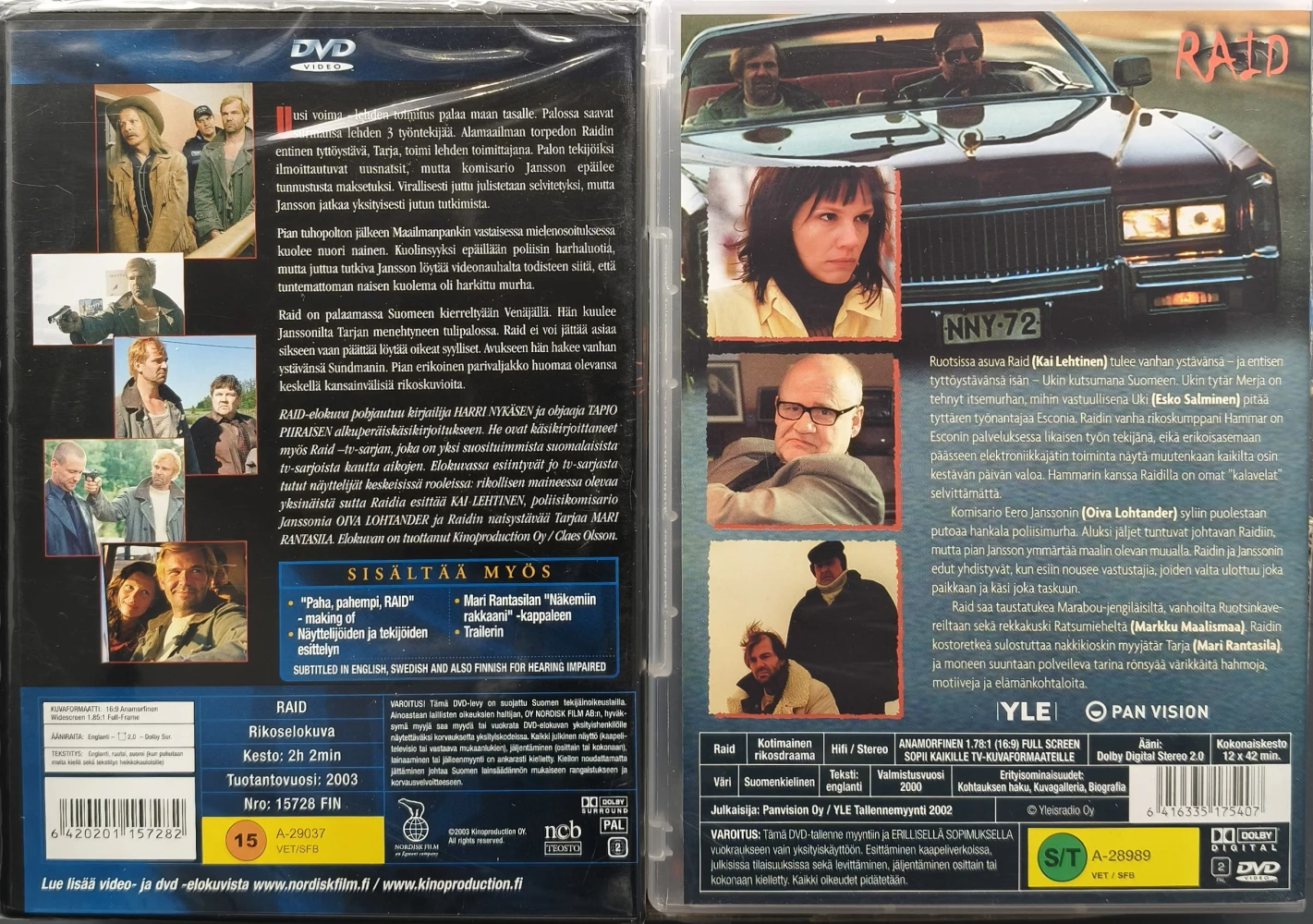 3 DVD) Kai Lehtinen: RAID - ELOKUVA & RAID TV-SARJA (2000)