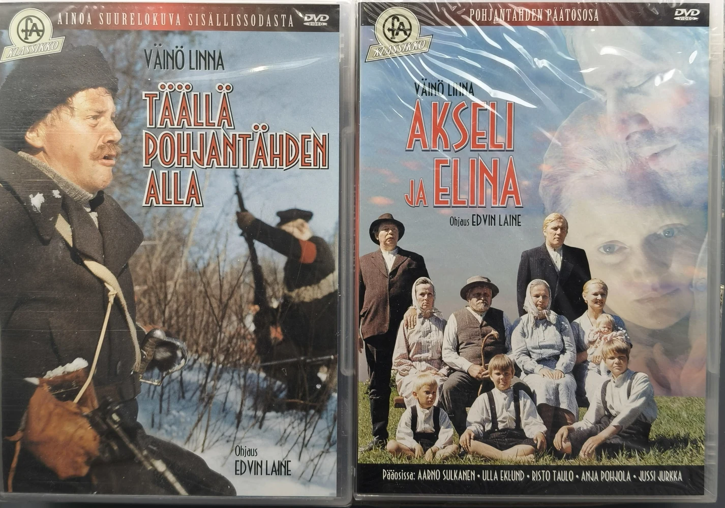 UUSI (2 DVD) Edvin Laine: Täällä pohjantähden alla & Akseli ja Elina (1968/1970)
