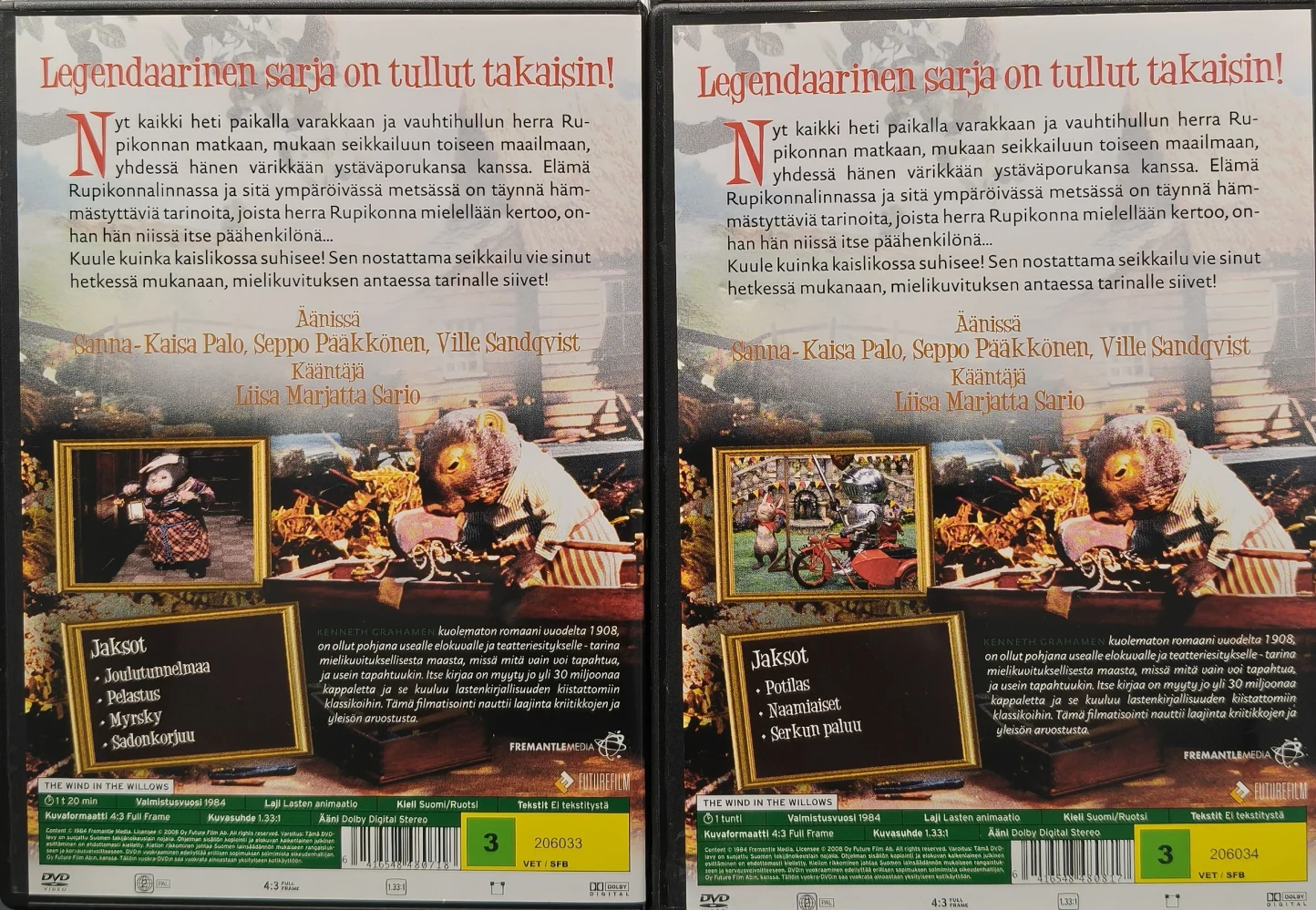 4 DVD) KAISLIKOSSA SUHISEE - The Wind In The Willows - 1-4 - PUHUMME SUOMEA (1984)