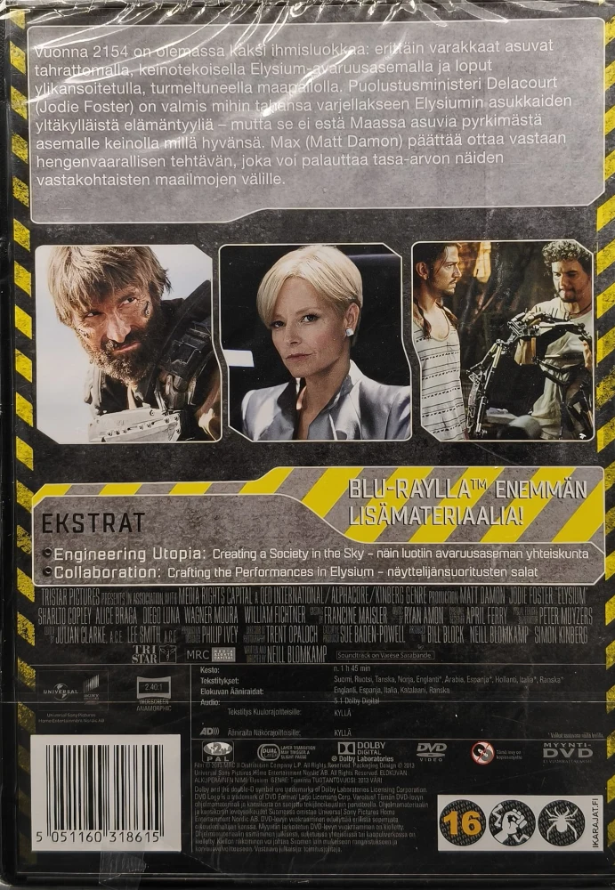 UUSI (DVD) Matt Damon  Jodie Foster: Elysium (2013) SUOMIKANNET