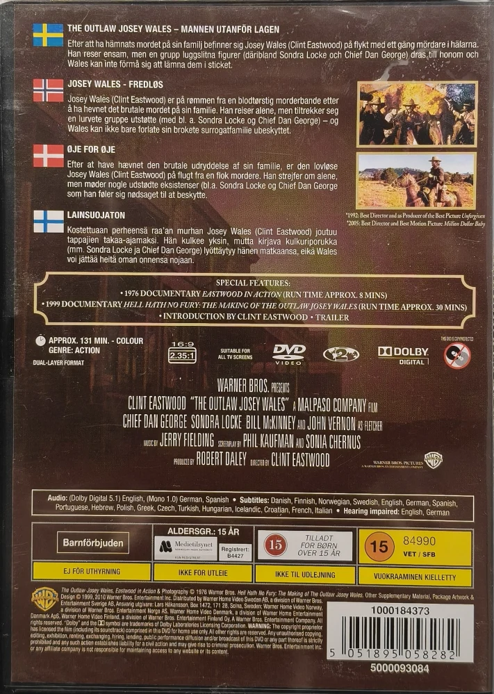 UUSI (DVD) Clint Eastwood: The Outlaw Josey Wales - Lainsuojaton (1976)