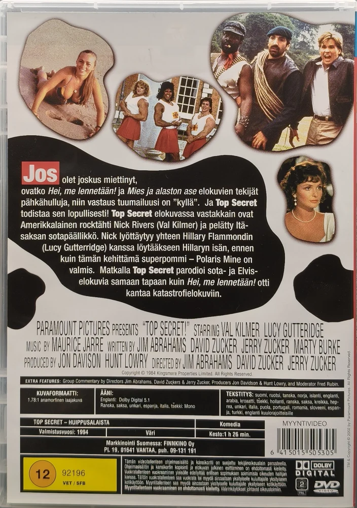 DVD) Val Kilmer: Top Secret! - Huippusalaista (1984) SUOMIKANNET