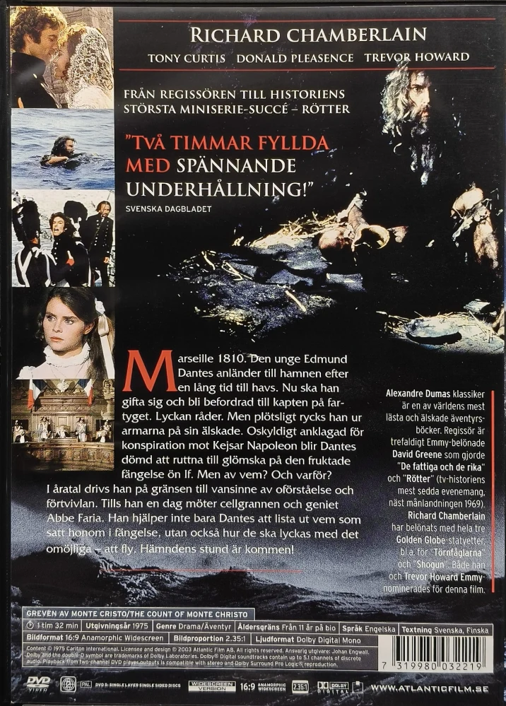 DVD) Richard Chamberlain: Monte Criston kreivi (1975)
