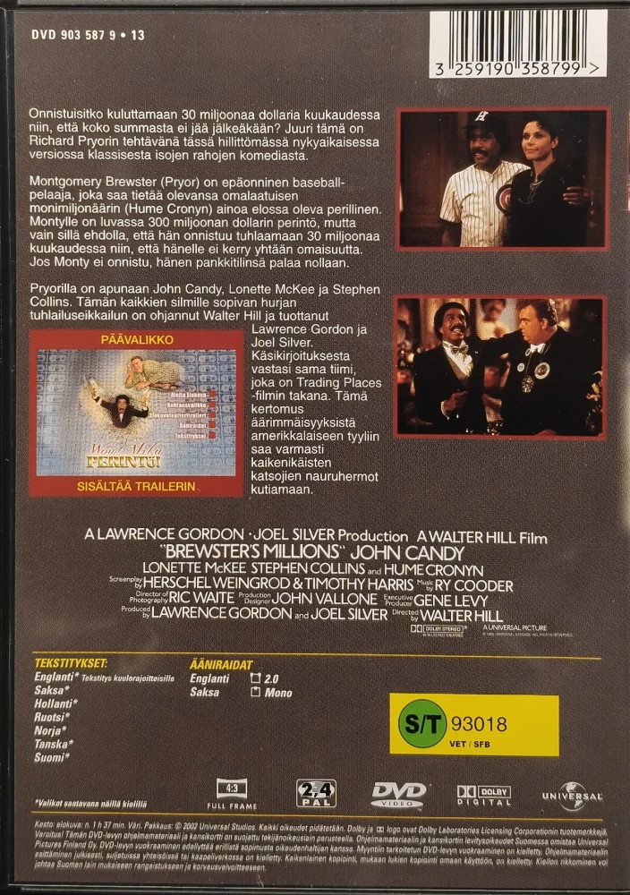 DVD) Richard Pryor, John Candy: Wow! Mikä perintö! - Brewster's Millions (1985) SUOMIKANNET