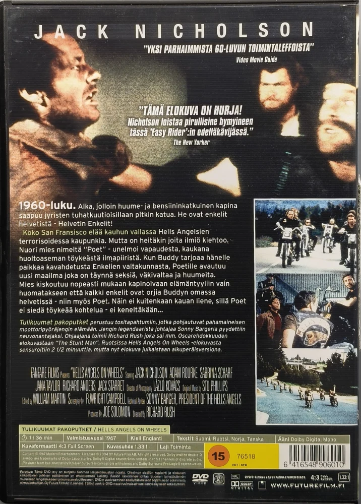 DVD) Jack Nicholson: Tulikuumat pakoputket (1967) SUOMIKANNET