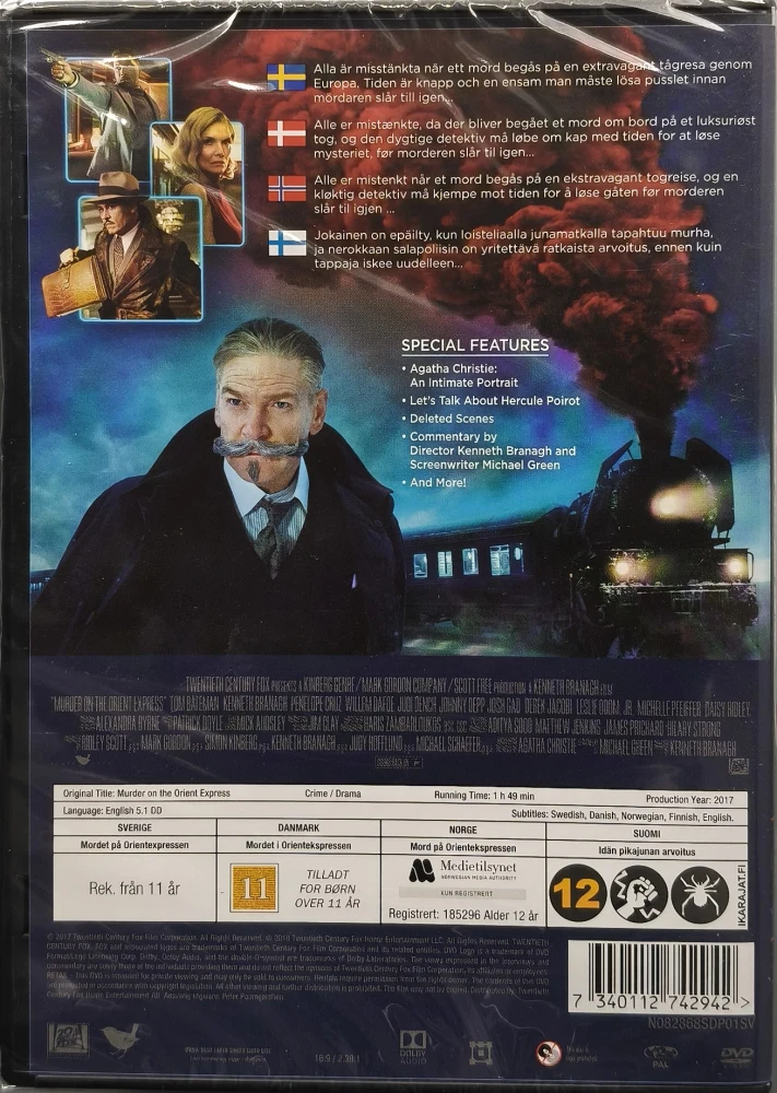 UUSI (DVD) Murder On The Orient Express - Idän Pikajunan Arvoitus (2017)