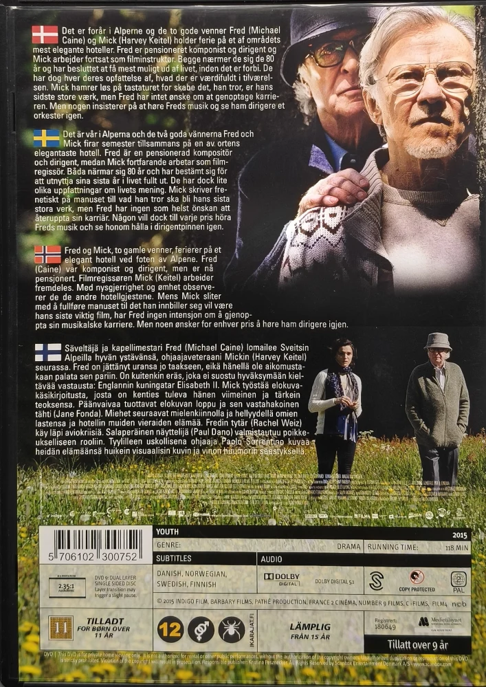 DVD) Michael Caine, Harvey Keitel: Youth (2015) SUOMITEKSTIT