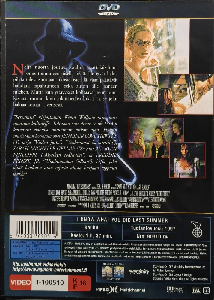 DVD) Tiedän mitä teit viime kesänä (1997) EGMONT - SUOMIKANNET