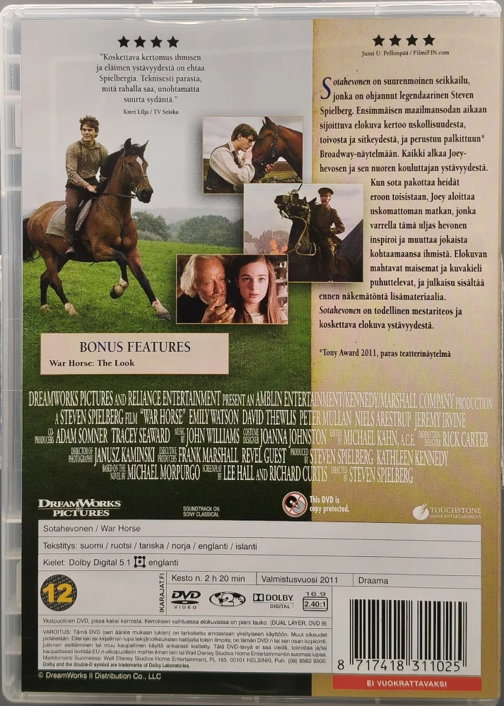DVD) Steven Spielberg: Sotahevonen - War Horse (2011)