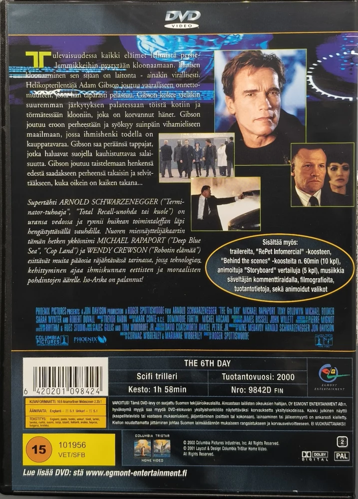 DVD) Arnold Schwarzenegger: 6. Päivä - Kuudes Päivä - The 6th Day (2000)