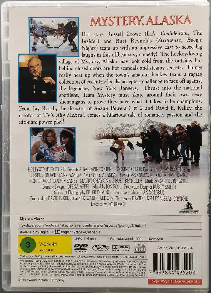 DVD) Russell Crowe, Burt Reynolds: Mystery, Alaska - Mysteeri, Alaska (1999) SUOMITEKSTIT