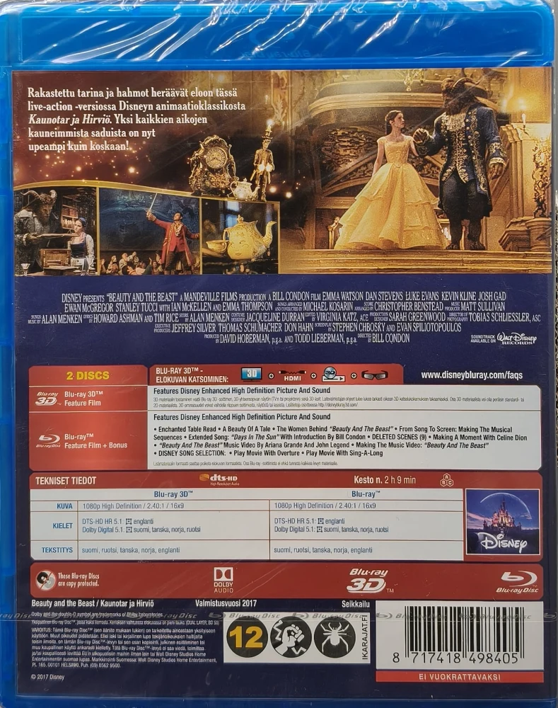 UUSI (3D/2D BLU-RAY) Kaunotar ja hirviö - Beauty and the Beast (2017) SUOMIKANNET