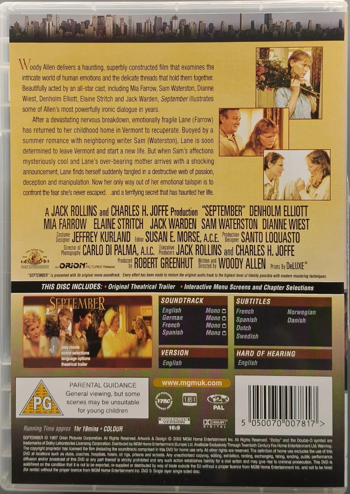 DVD) Woody Allen: September - Syyskuu (1987)
